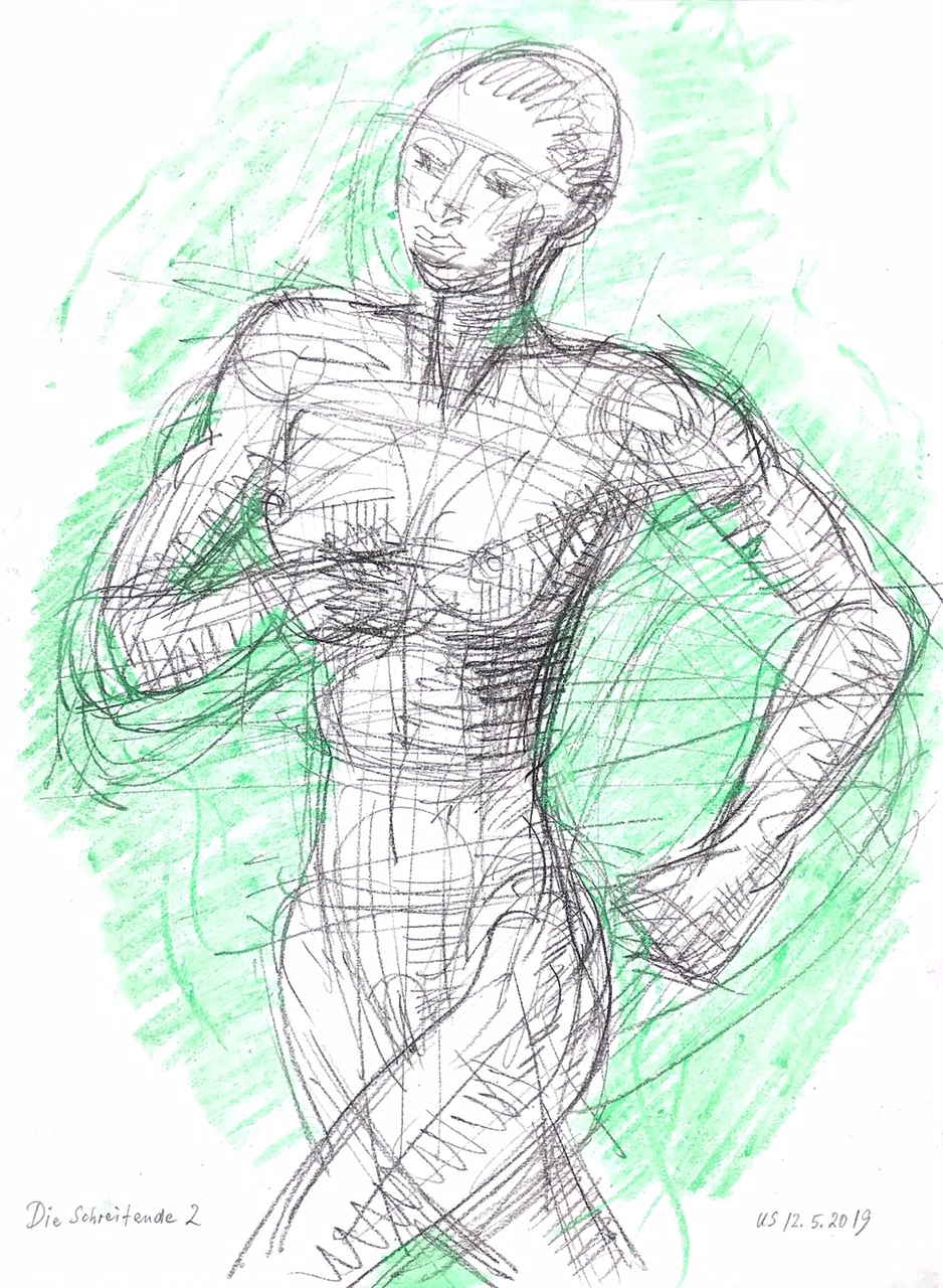 Laeuferin Runner Kreidezeichnung