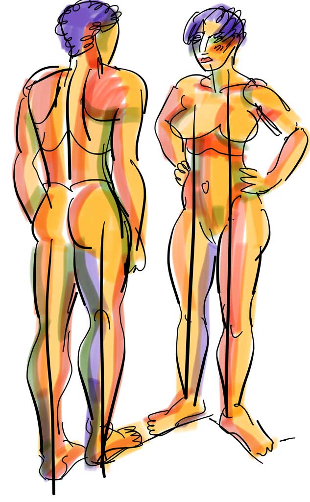 Aktzeichnung Gleich und Gleich gesellt sich gern