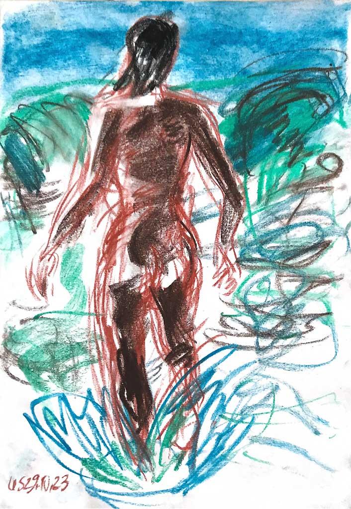 Frau in der Brandung