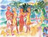 Singend am Strand