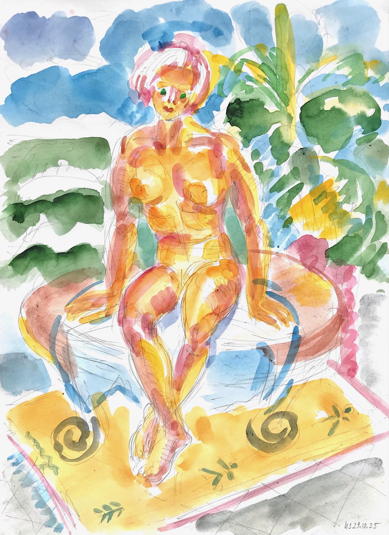 sitzender Akt Peinture de nu assis