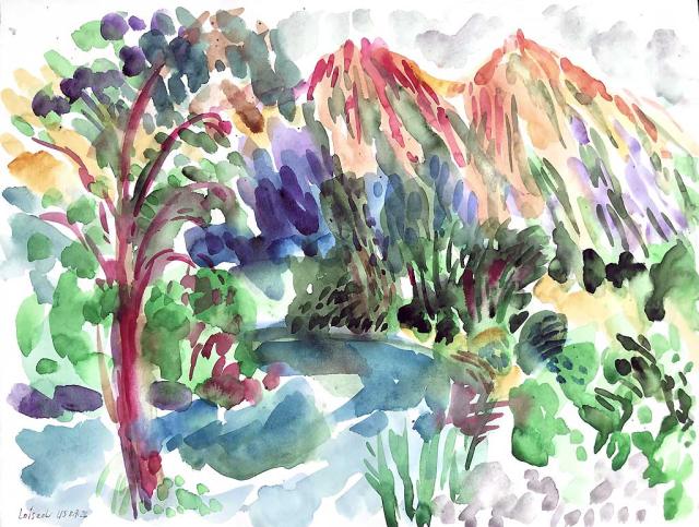 Loisach Aquarelle auf Fedrigoni Karton