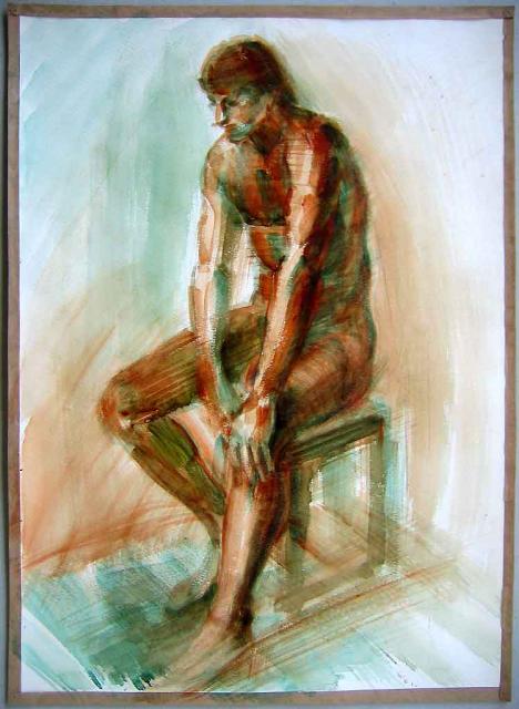 Aquarelle sitzender Akt