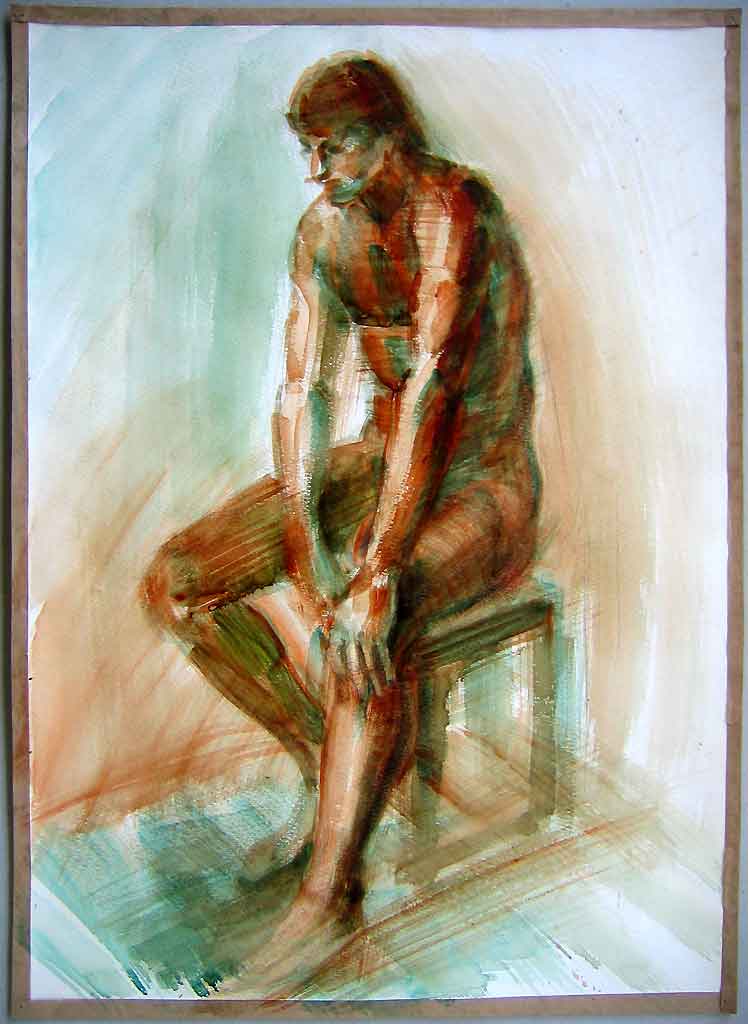 Aquarelle sitzender Akt